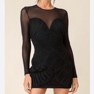 Line and dot Quincy sweetheart mesh mini dress